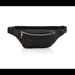 Straw Fanny Pack - Black Color